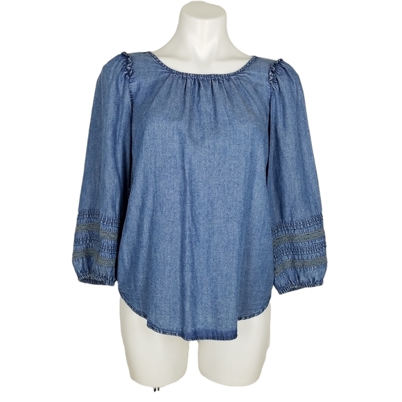 LC Lauren Conrad Tops - Lauren Conrad Chambray Blue Denim Blouse